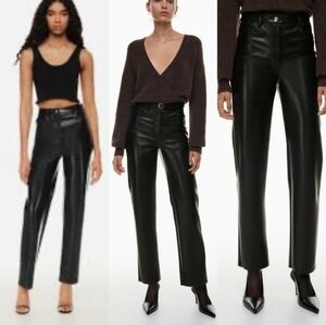 Aritzia Wilfred The Melina Super High Rise Black Vegan Leather Pants Size 8 NWT